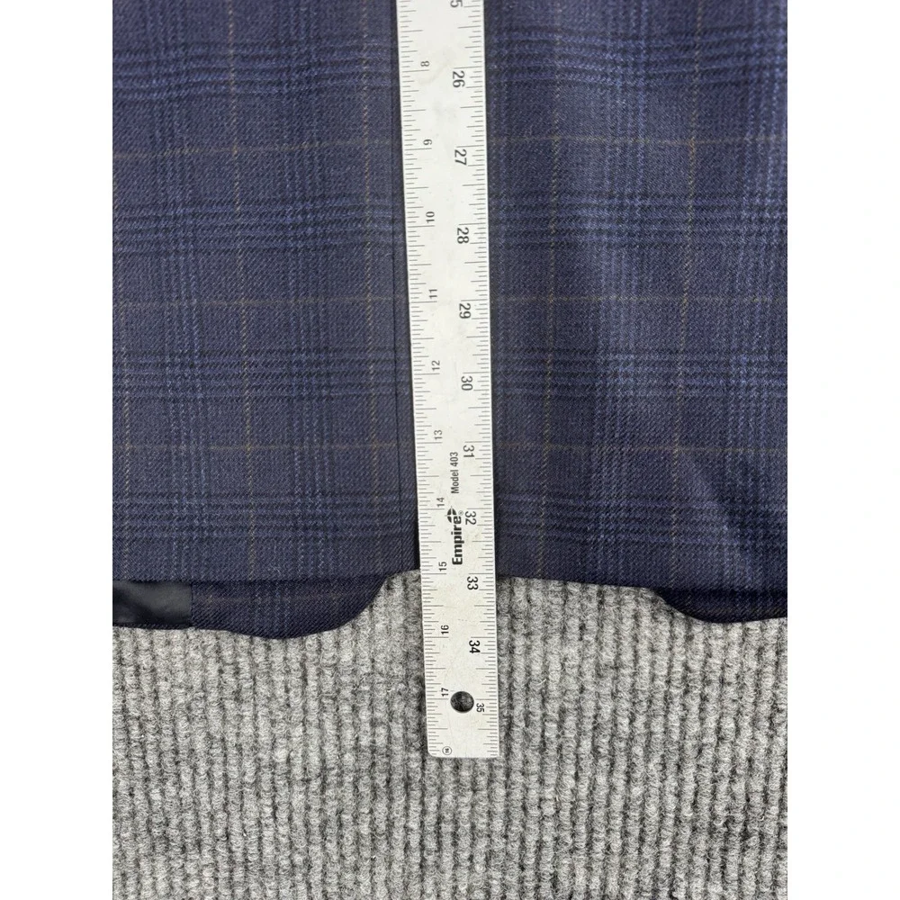 Canali Sport Coat 44 L Blue Wool Windowpane Check Designer Luxury Flannel Italy